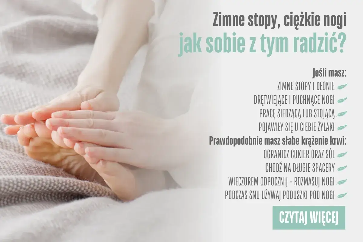 Dłonie masujące stopy, by pokazać, jak rozgrzać stopy i poradzić sobie z zimnem i ciężkością nóg.