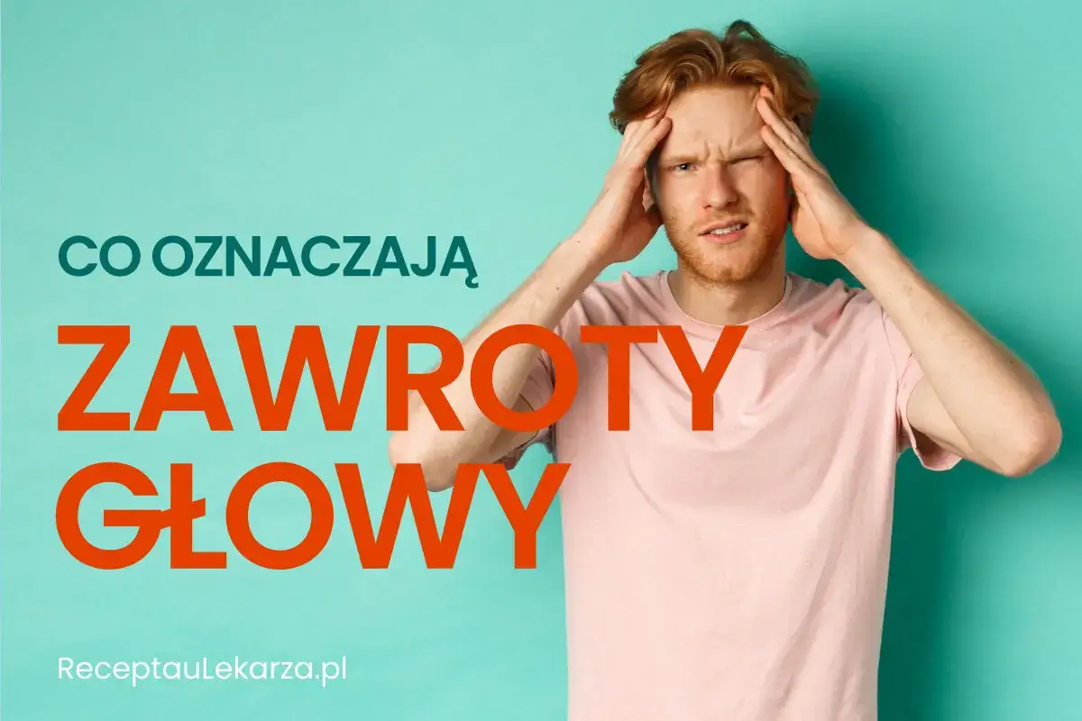 Mężczyzna z grypą trzyma się za głowę, cierpiąc na zawroty głowy.