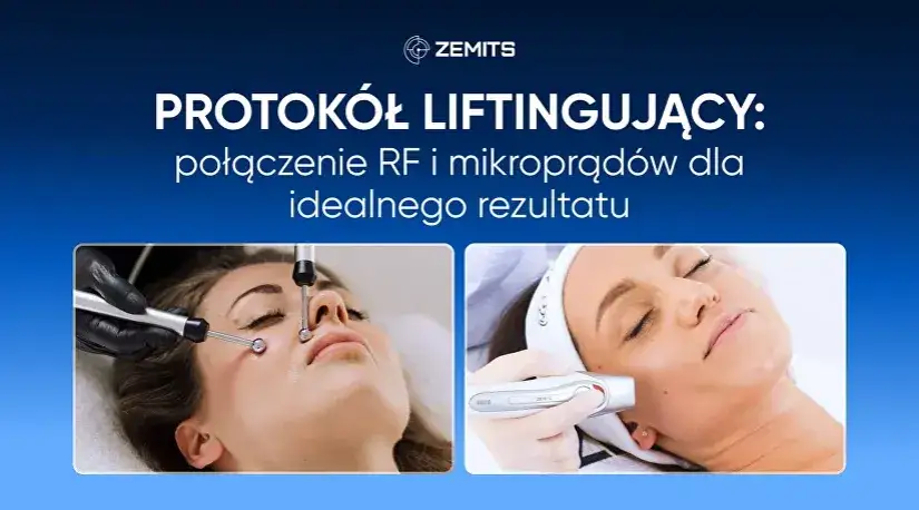 Zabieg liftingujący z użyciem prądów na twarz. Dwa etapy: mikropolarne i RF dla idealnego rezultatu.